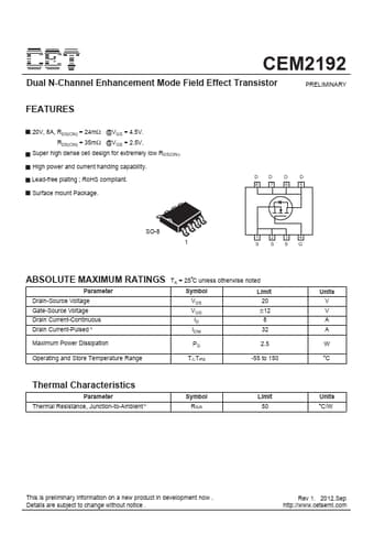  Datasheet Preview Page 1