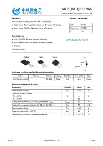  Datasheet Preview Page 1