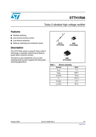  Datasheet Preview Page 1