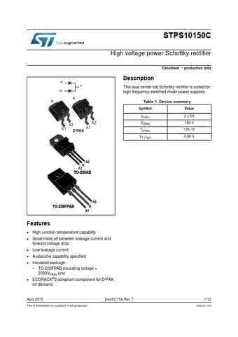  Datasheet Preview Page 1