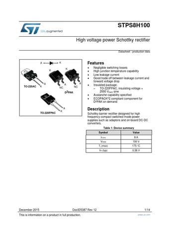  Datasheet Preview Page 1