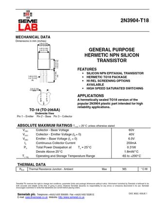  Datasheet Preview Page 1