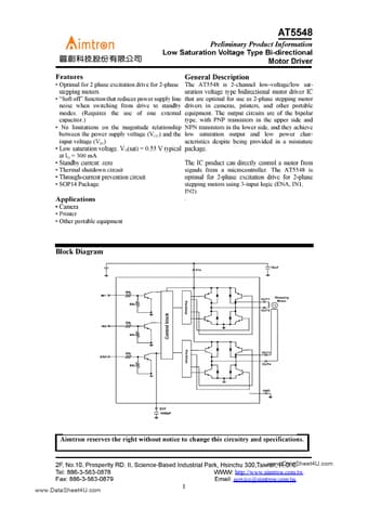  Datasheet Preview Page 1