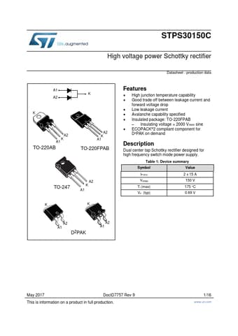  Datasheet Preview Page 1