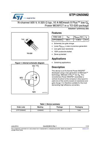  Datasheet Preview Page 1