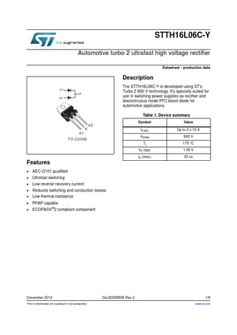  Datasheet Preview Page 1