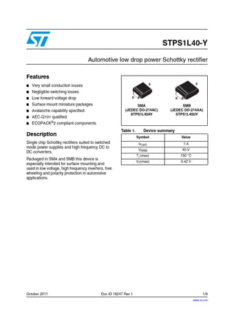  Datasheet Preview Page 1