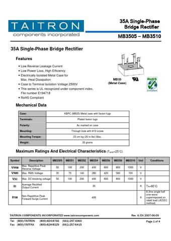  Datasheet Preview Page 1