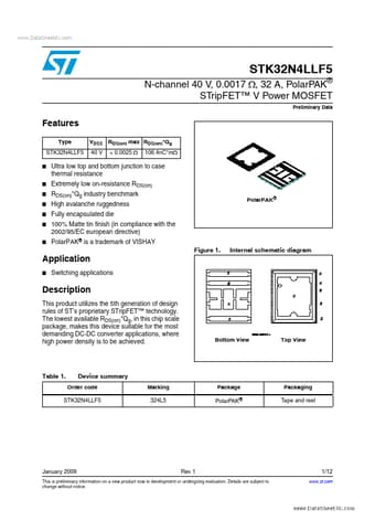  Datasheet Preview Page 1