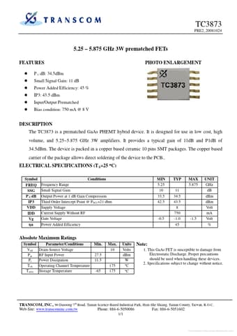  Datasheet Preview Page 1