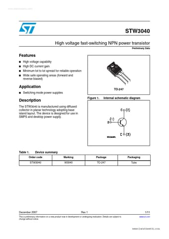  Datasheet Preview Page 1