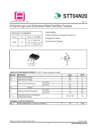  Datasheet Preview Page 1