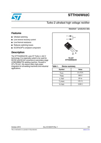  Datasheet Preview Page 1