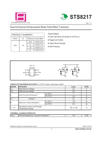  Datasheet Preview Page 1