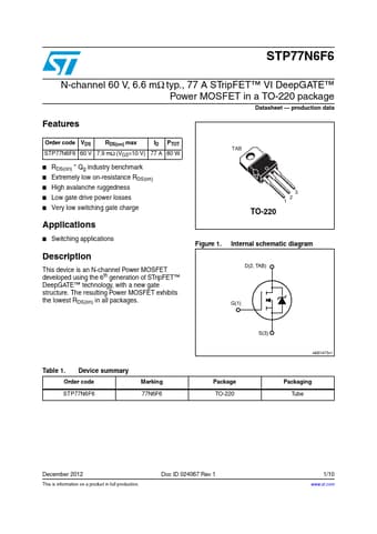  Datasheet Preview Page 1