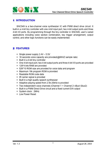  Datasheet Preview Page 1