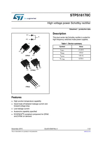  Datasheet Preview Page 1