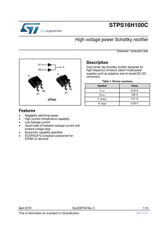  Datasheet Preview Page 1