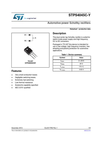  Datasheet Preview Page 1