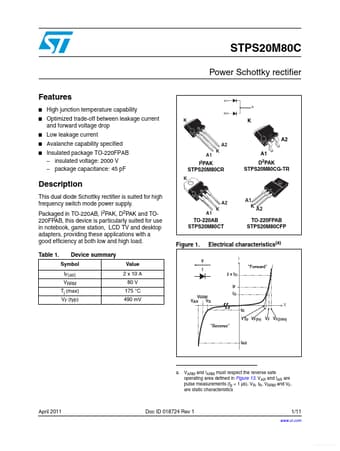  Datasheet Preview Page 1