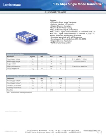  Datasheet Preview Page 1