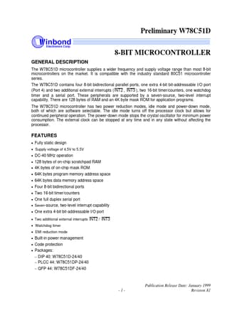  Datasheet Preview Page 1