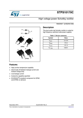  Datasheet Preview Page 1