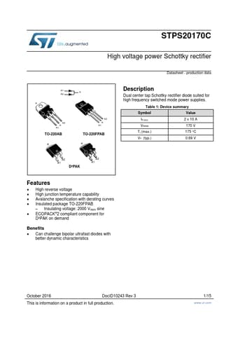  Datasheet Preview Page 1