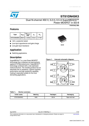  Datasheet Preview Page 1
