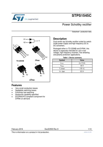  Datasheet Preview Page 1