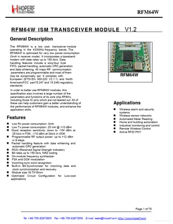  Datasheet Preview Page 1