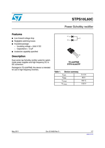  Datasheet Preview Page 1