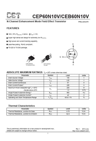  Datasheet Preview Page 1