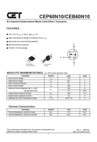  Datasheet Preview Page 1