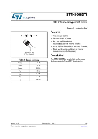  Datasheet Preview Page 1