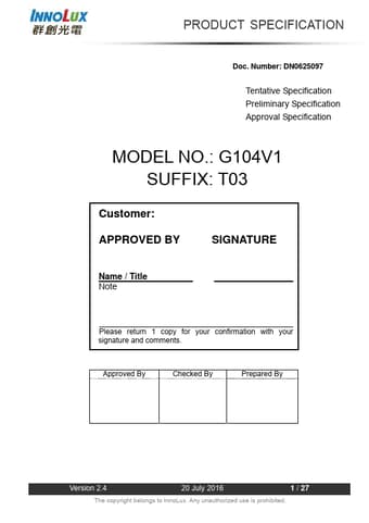  Datasheet Preview Page 1