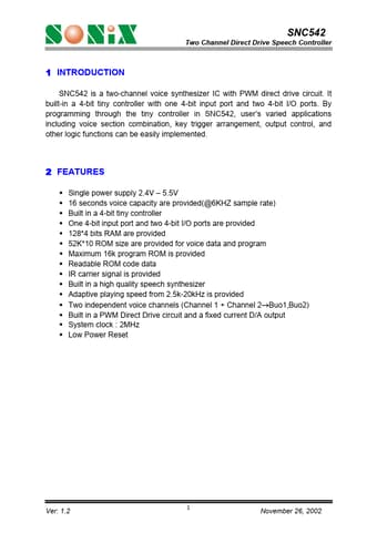  Datasheet Preview Page 1