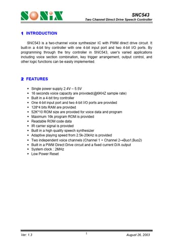  Datasheet Preview Page 1