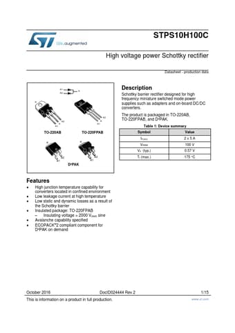  Datasheet Preview Page 1